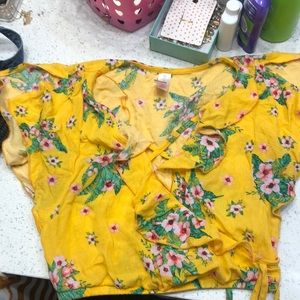 yellow floral crop top